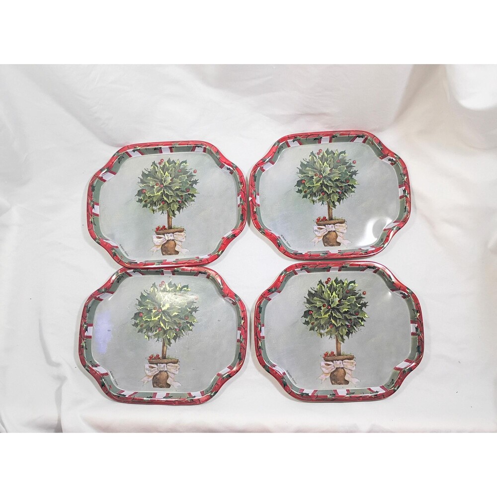 Set of 4 Noelle Dahlen Holy Tree Christmas Snack Tins Trays